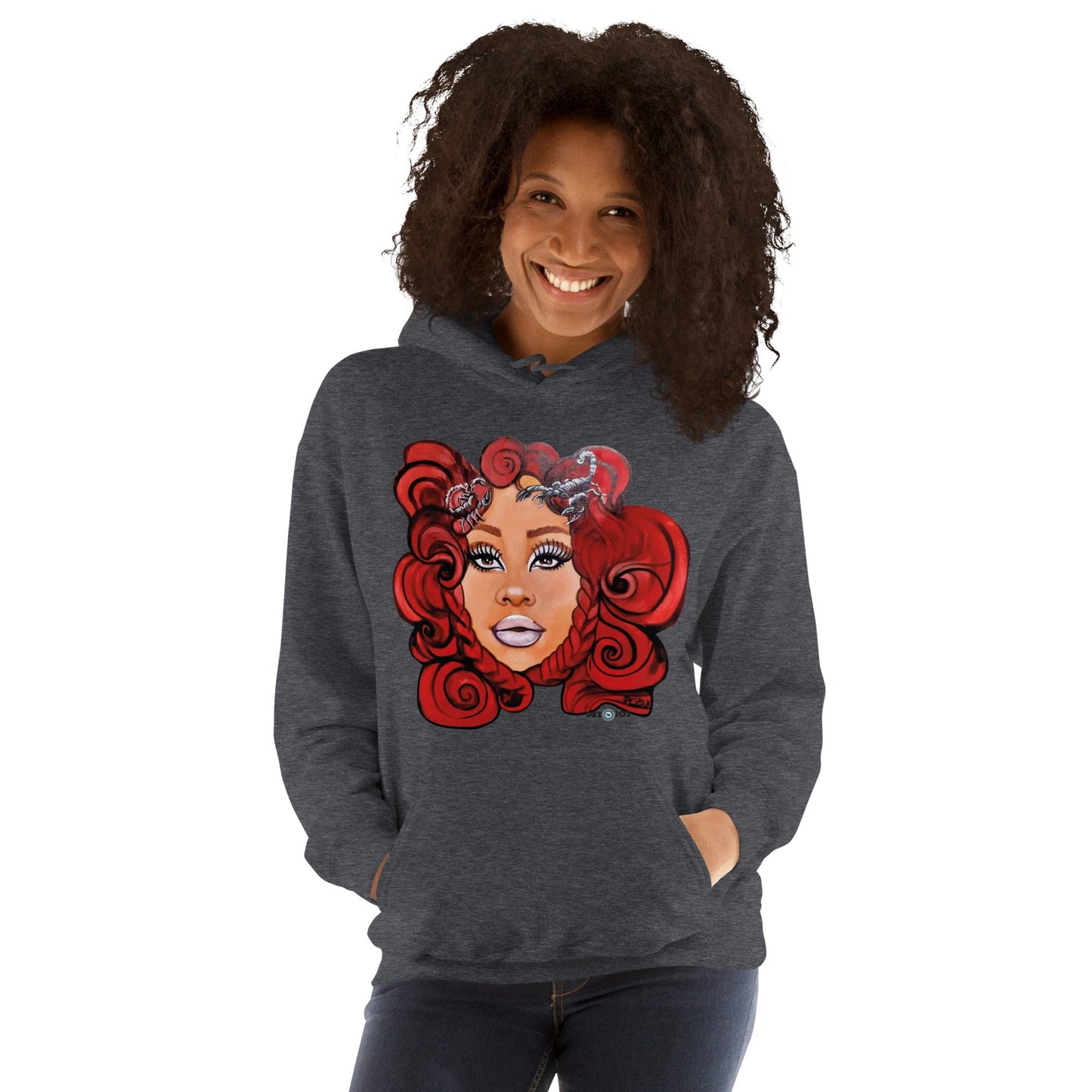 Sudadera con capucha unisex Dollavatar Zodiaco Escorpio - Ropa pintada a mano en Pezojos