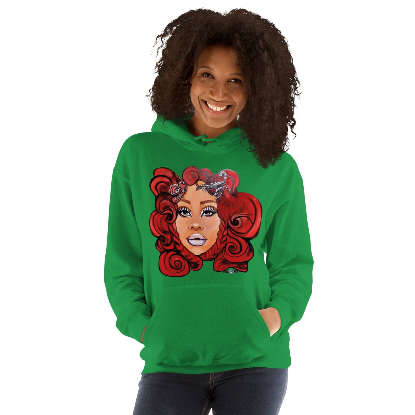 Sudadera con capucha unisex Dollavatar Zodiaco Escorpio - Ropa pintada a mano en Pezojos