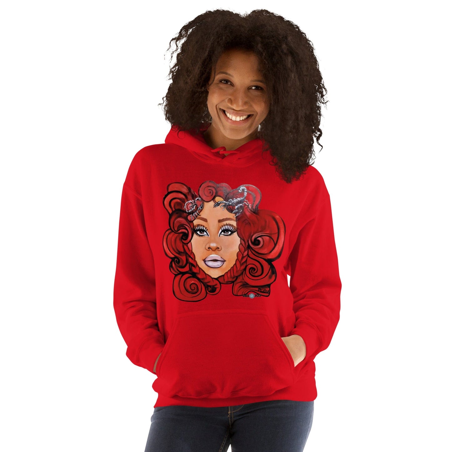 Sudadera con capucha unisex Dollavatar Zodiaco Escorpio - Ropa pintada a mano en Pezojos
