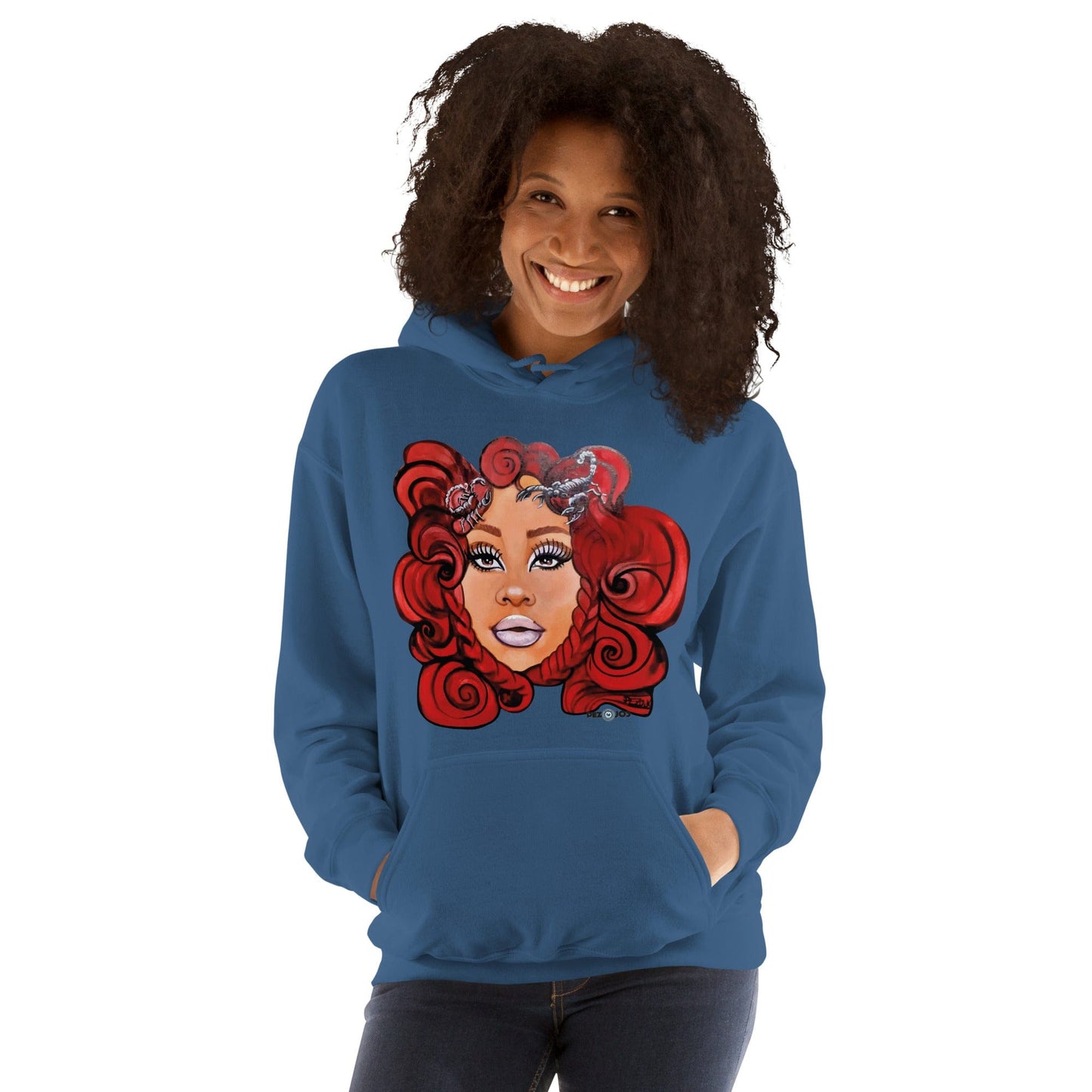 Sudadera con capucha unisex Dollavatar Zodiaco Escorpio - Ropa pintada a mano en Pezojos