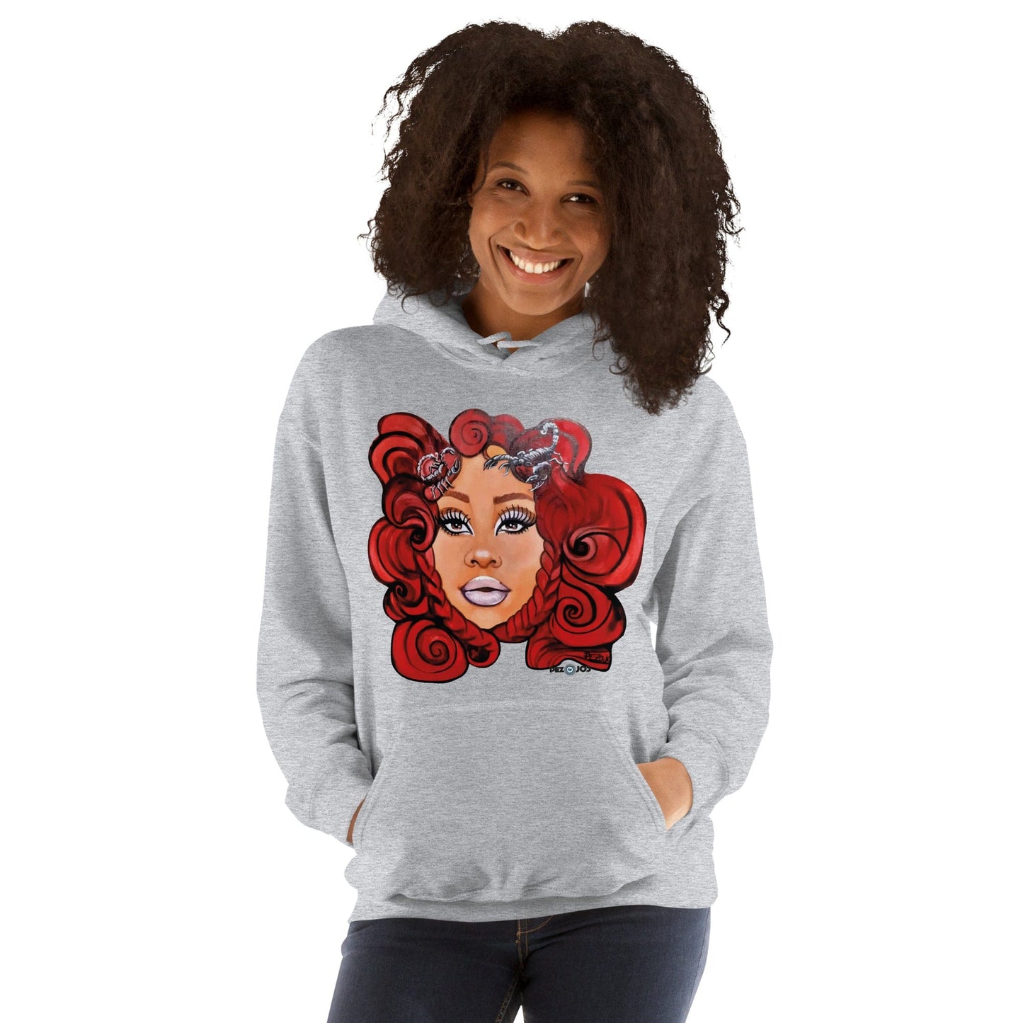 Sudadera con capucha unisex Dollavatar Zodiaco Escorpio - Ropa pintada a mano en Pezojos