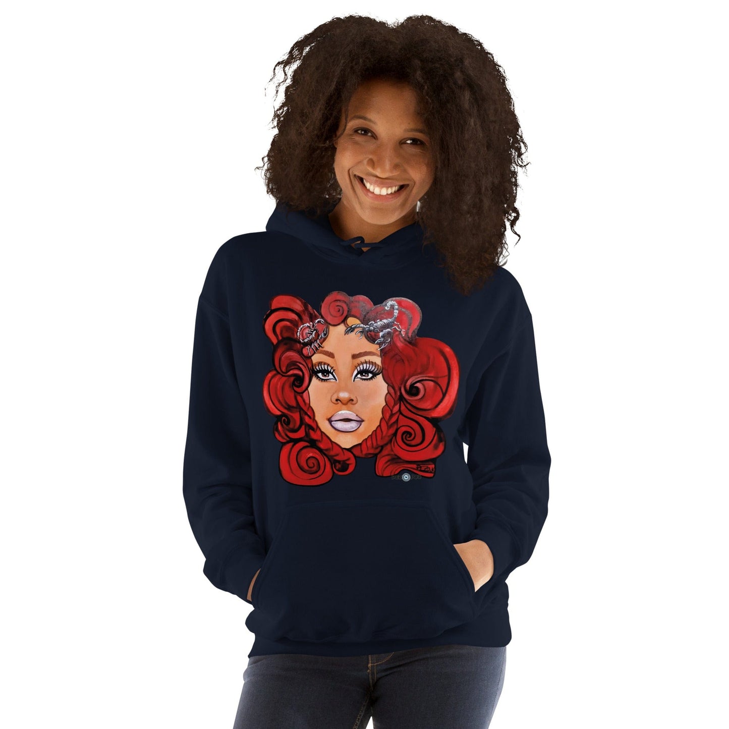 Sudadera con capucha unisex Dollavatar Zodiaco Escorpio - Ropa pintada a mano en Pezojos