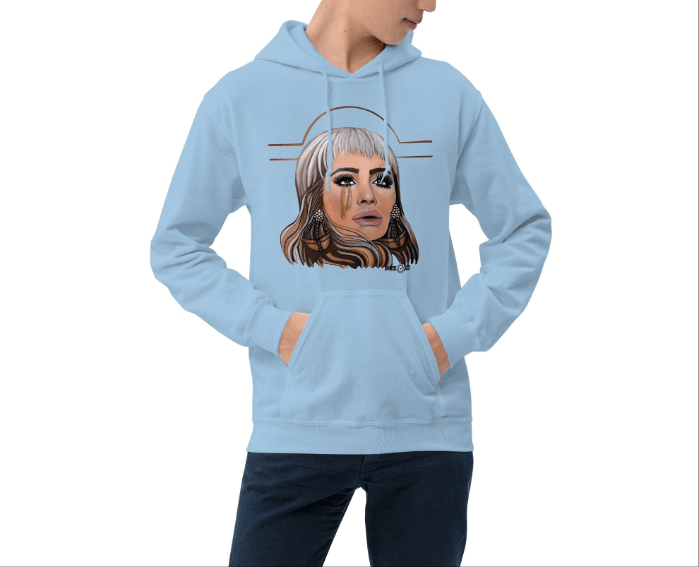 Sudadera con capucha unisex Dollavatar Zodiaco Libra - Ropa pintada a mano en Pezojos