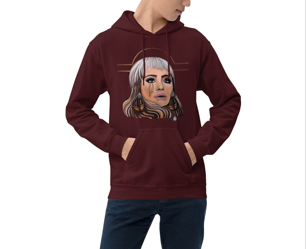 Sudadera con capucha unisex Dollavatar Zodiaco Libra - Ropa pintada a mano en Pezojos