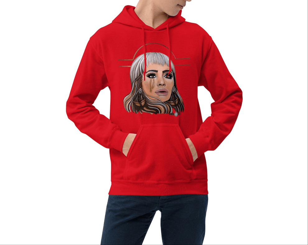 Sudadera con capucha unisex Dollavatar Zodiaco Libra - Ropa pintada a mano en Pezojos