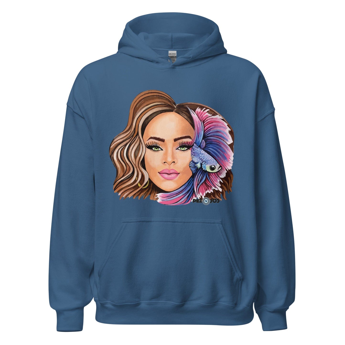 Sudadera con capucha unisex Dollavatar Zodiaco Piscis - Ropa pintada a mano en Pezojos