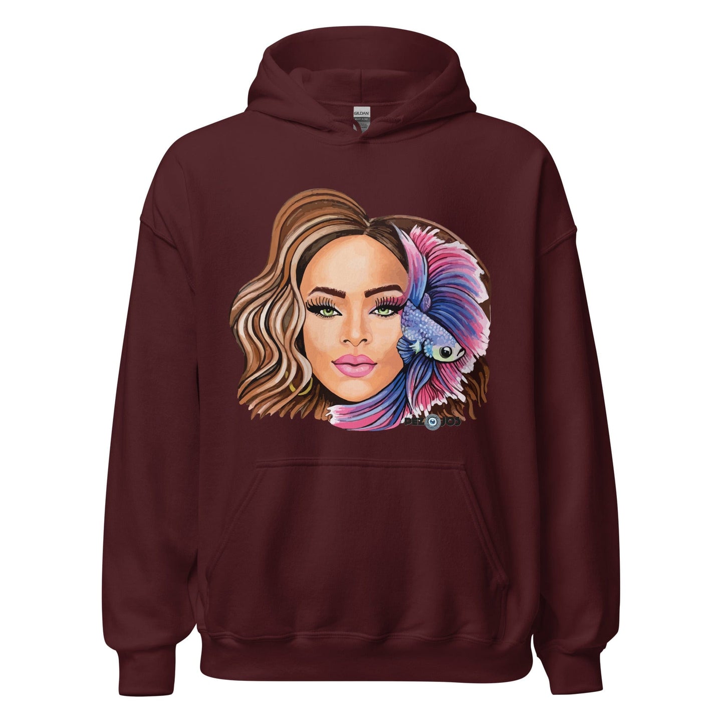Sudadera con capucha unisex Dollavatar Zodiaco Piscis - Ropa pintada a mano en Pezojos