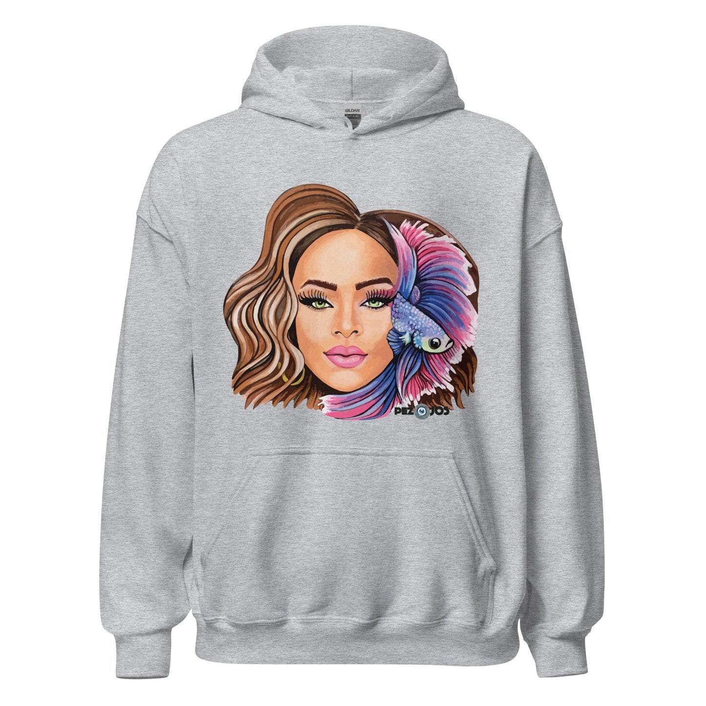 Sudadera con capucha unisex Dollavatar Zodiaco Piscis - Ropa pintada a mano en Pezojos