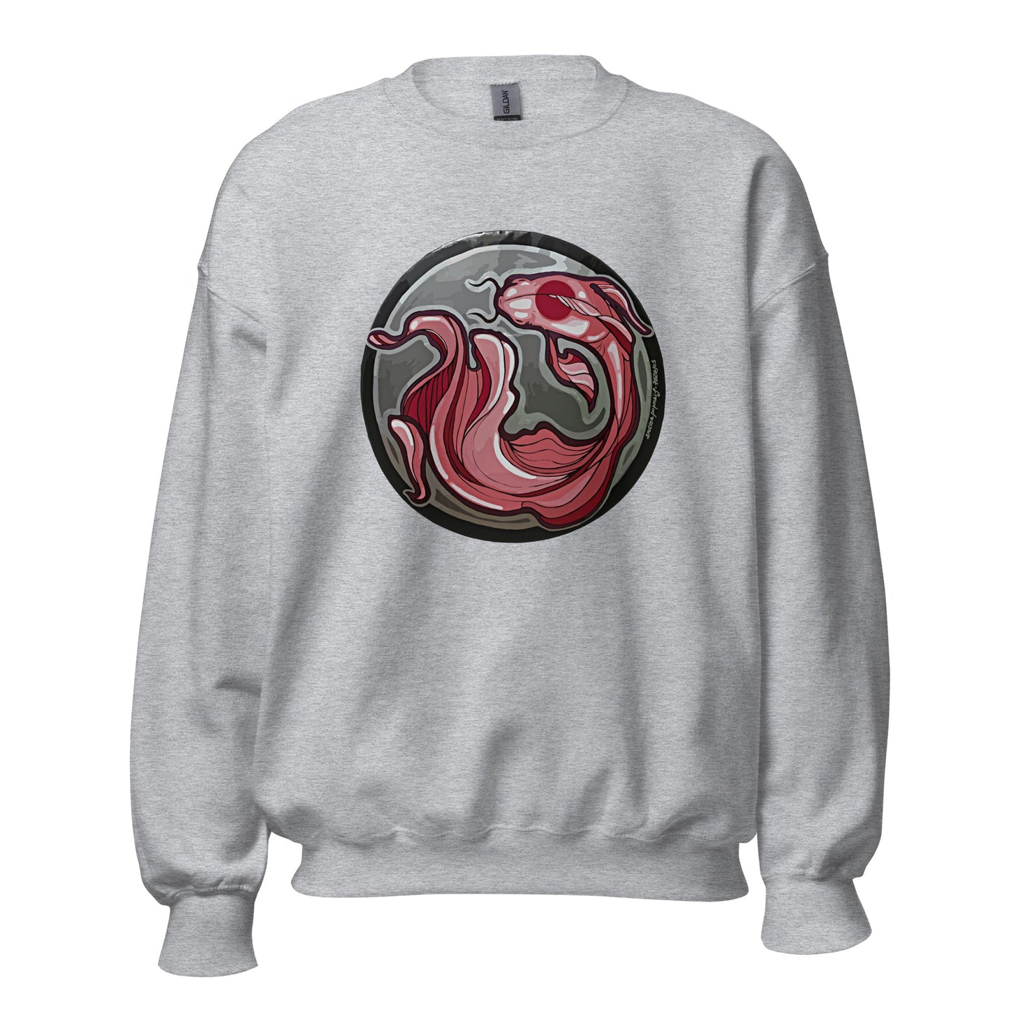 Sudadera unisex Koi rosa - Ropa pintada a mano en Pezojos