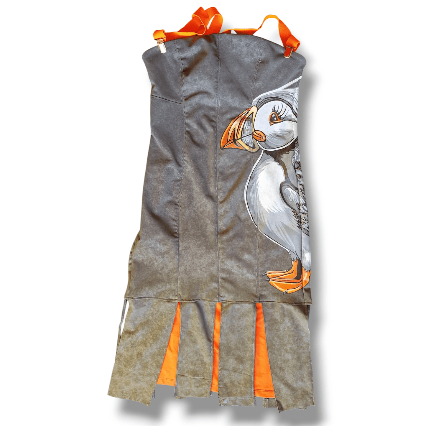 Vestido pintado a mano Pingüino Frailecillo - Ropa pintada a mano en Pezojos