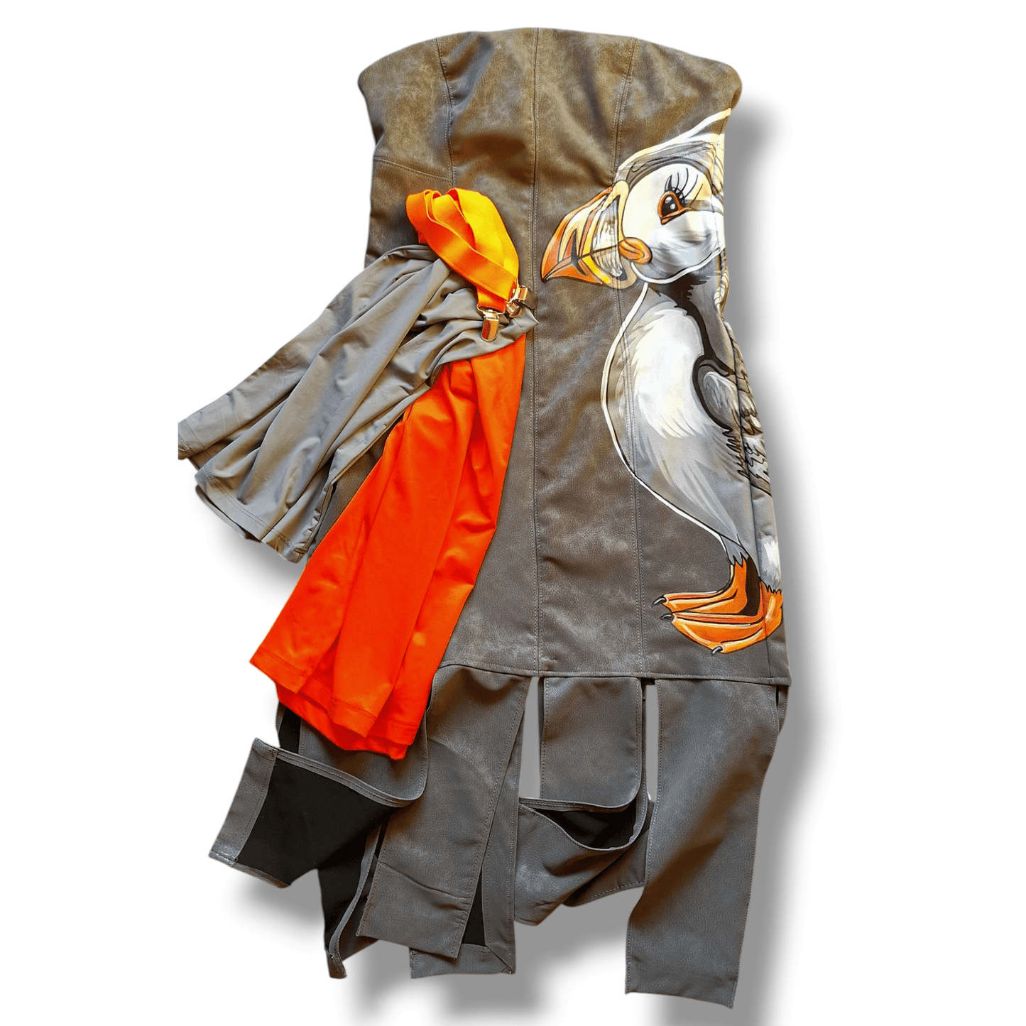 Vestido pintado a mano Pingüino Frailecillo - Ropa pintada a mano en Pezojos