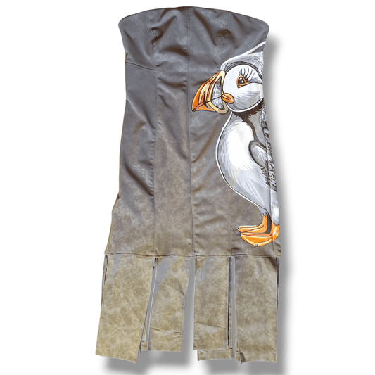 Vestido pintado a mano Pingüino Frailecillo - Ropa pintada a mano en Pezojos