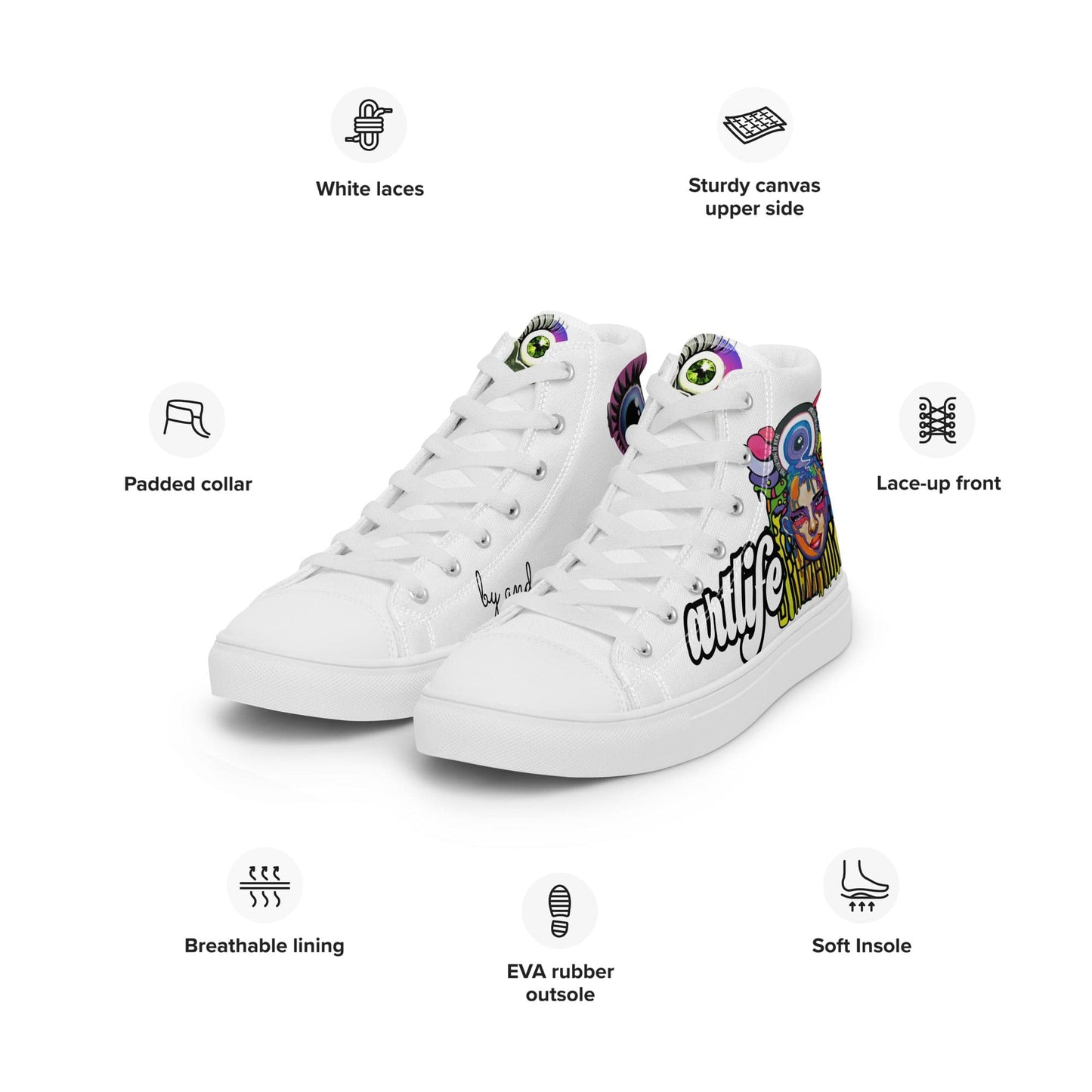 Zapatillas de lona de caña alta Art Life Sprezzaturart Ezos - Ropa pintada a mano en Pezojos