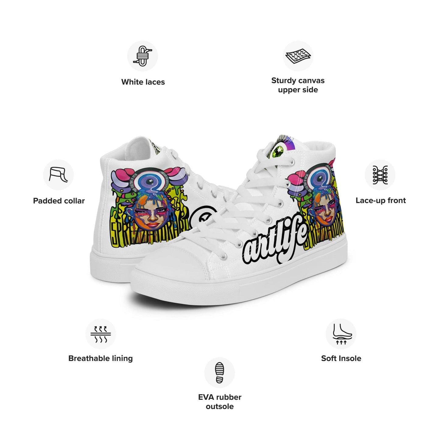 Zapatillas de lona de caña alta Art Life Sprezzaturart Ezos - Ropa pintada a mano en Pezojos