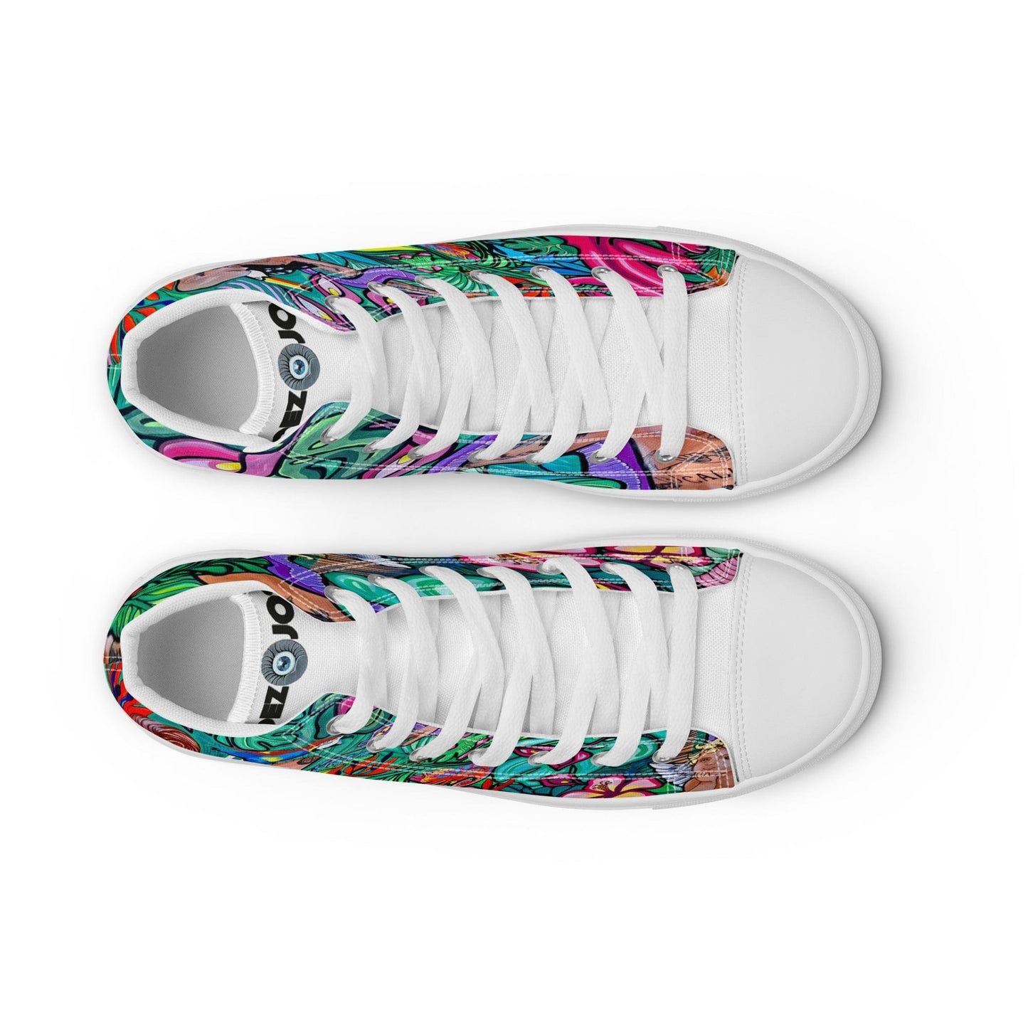 Zapatillas de lona de caña alta Q T EDEN - Ropa pintada a mano en Pezojos