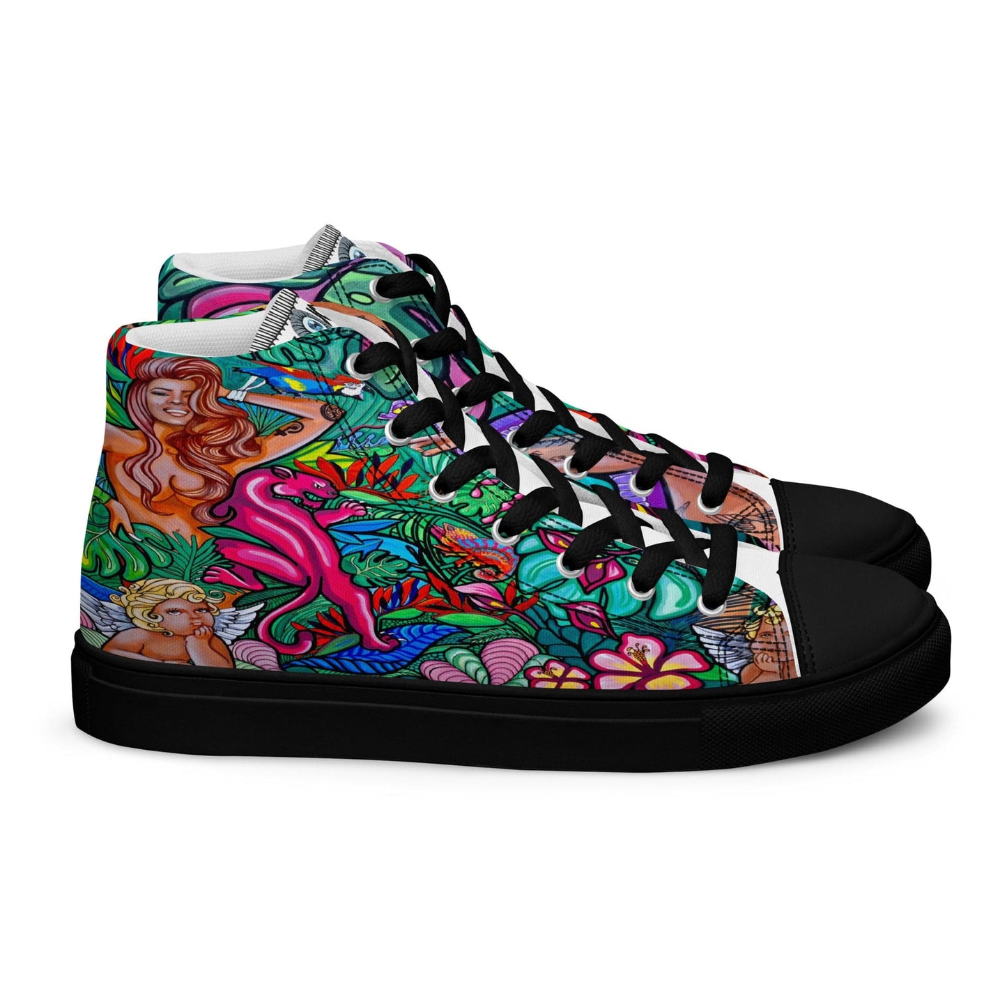 Zapatillas de lona de caña alta Q T EDEN - Ropa pintada a mano en Pezojos