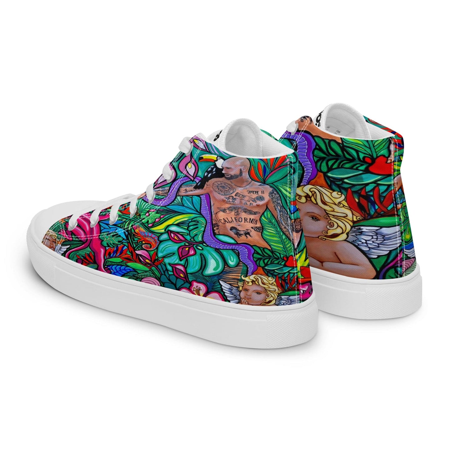 Zapatillas de lona de caña alta Q T EDEN - Ropa pintada a mano en Pezojos