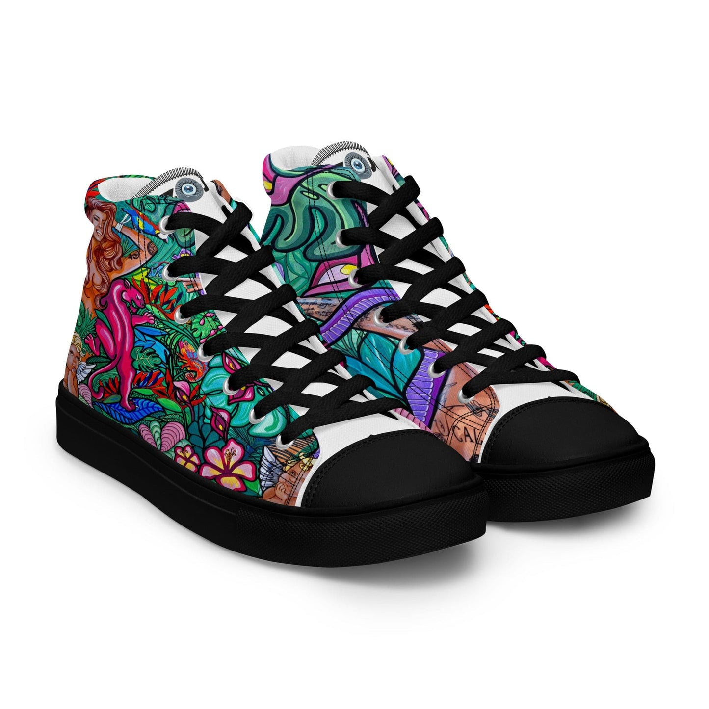 Zapatillas de lona de caña alta Q T EDEN - Ropa pintada a mano en Pezojos