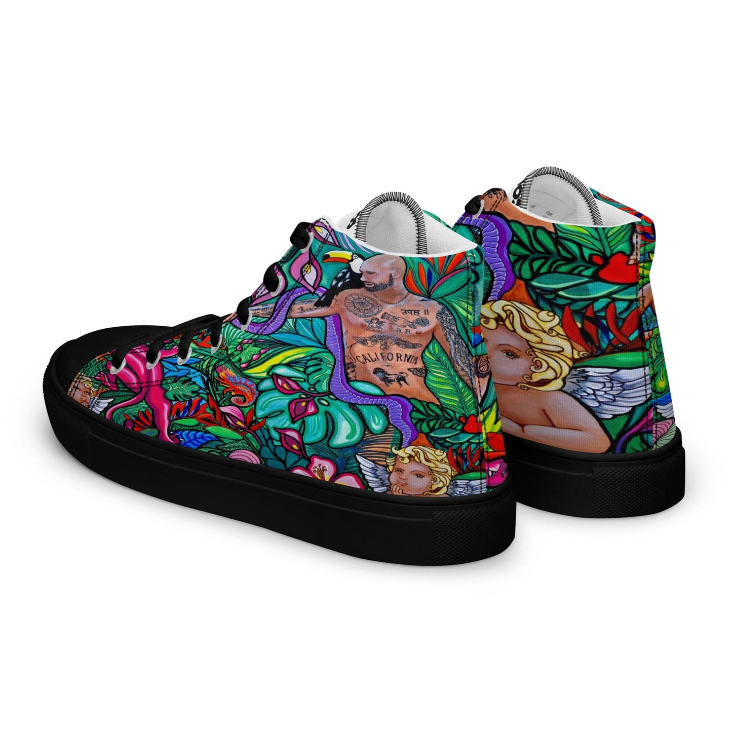 Zapatillas de lona de caña alta Q T EDEN - Ropa pintada a mano en Pezojos