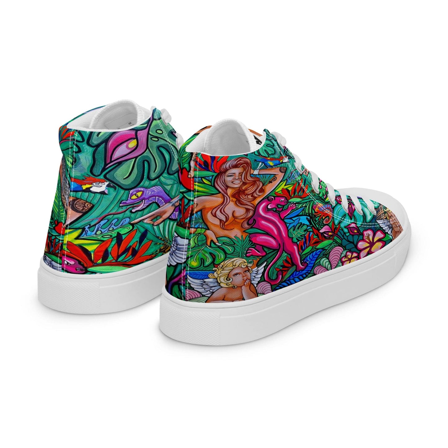 Zapatillas de lona de caña alta Q T EDEN - Ropa pintada a mano en Pezojos