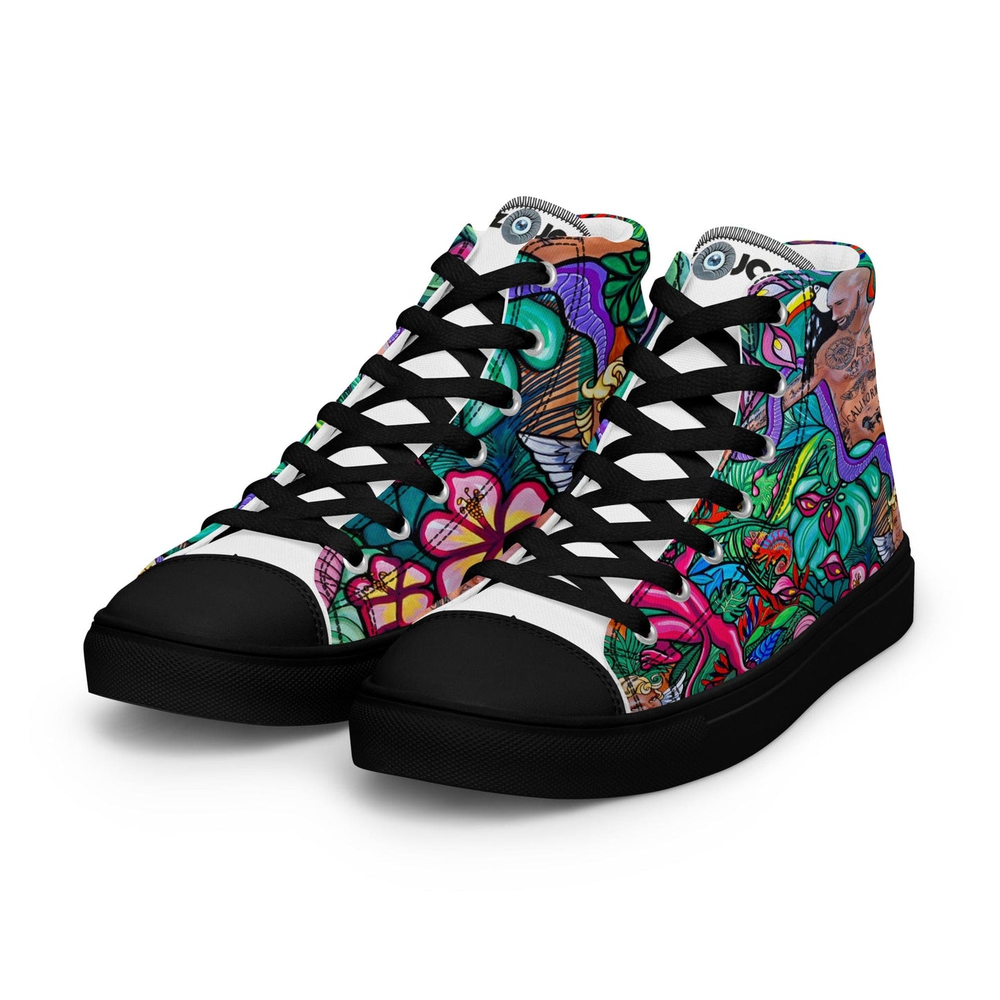 Zapatillas de lona de caña alta Q T EDEN - Ropa pintada a mano en Pezojos