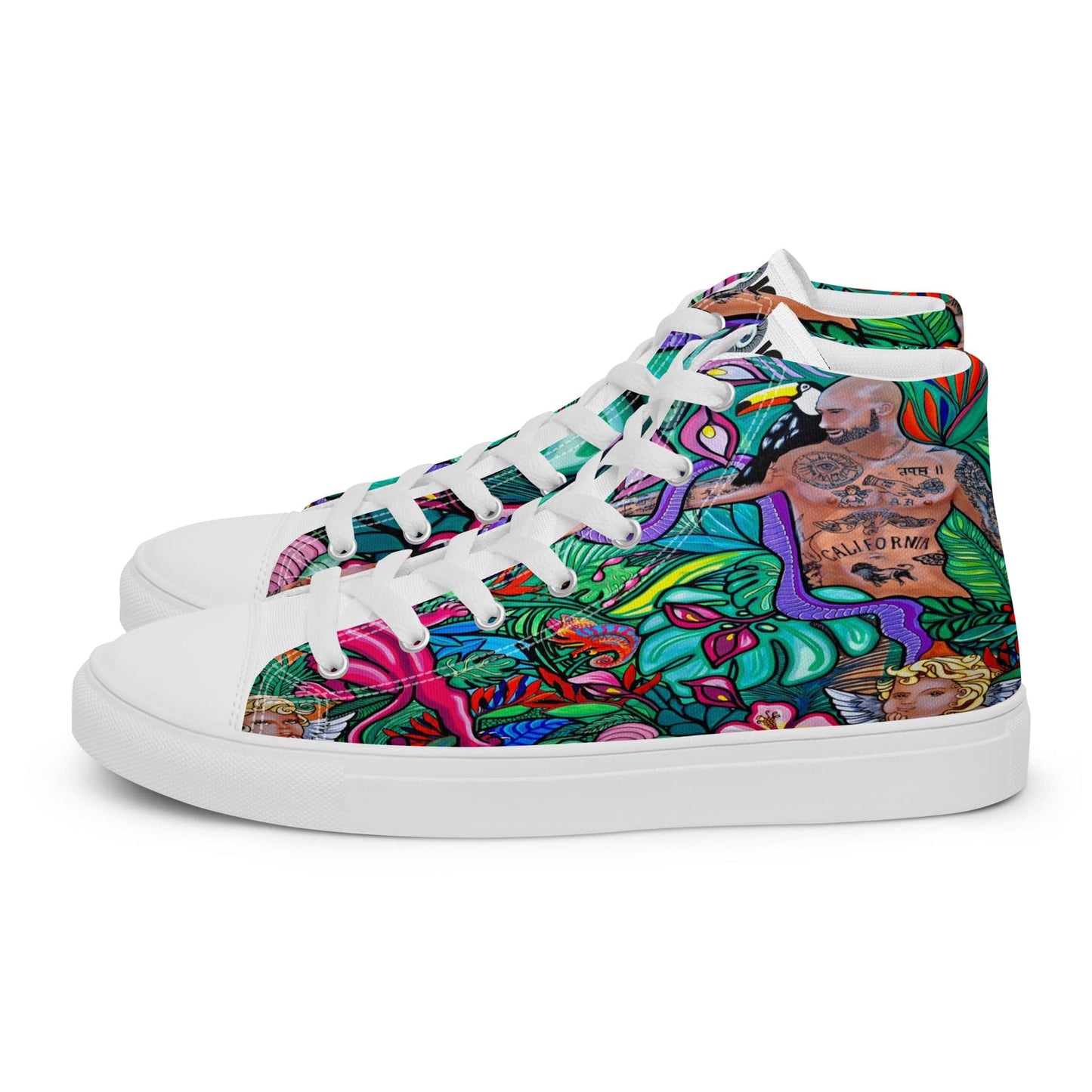 Zapatillas de lona de caña alta Q T EDEN - Ropa pintada a mano en Pezojos