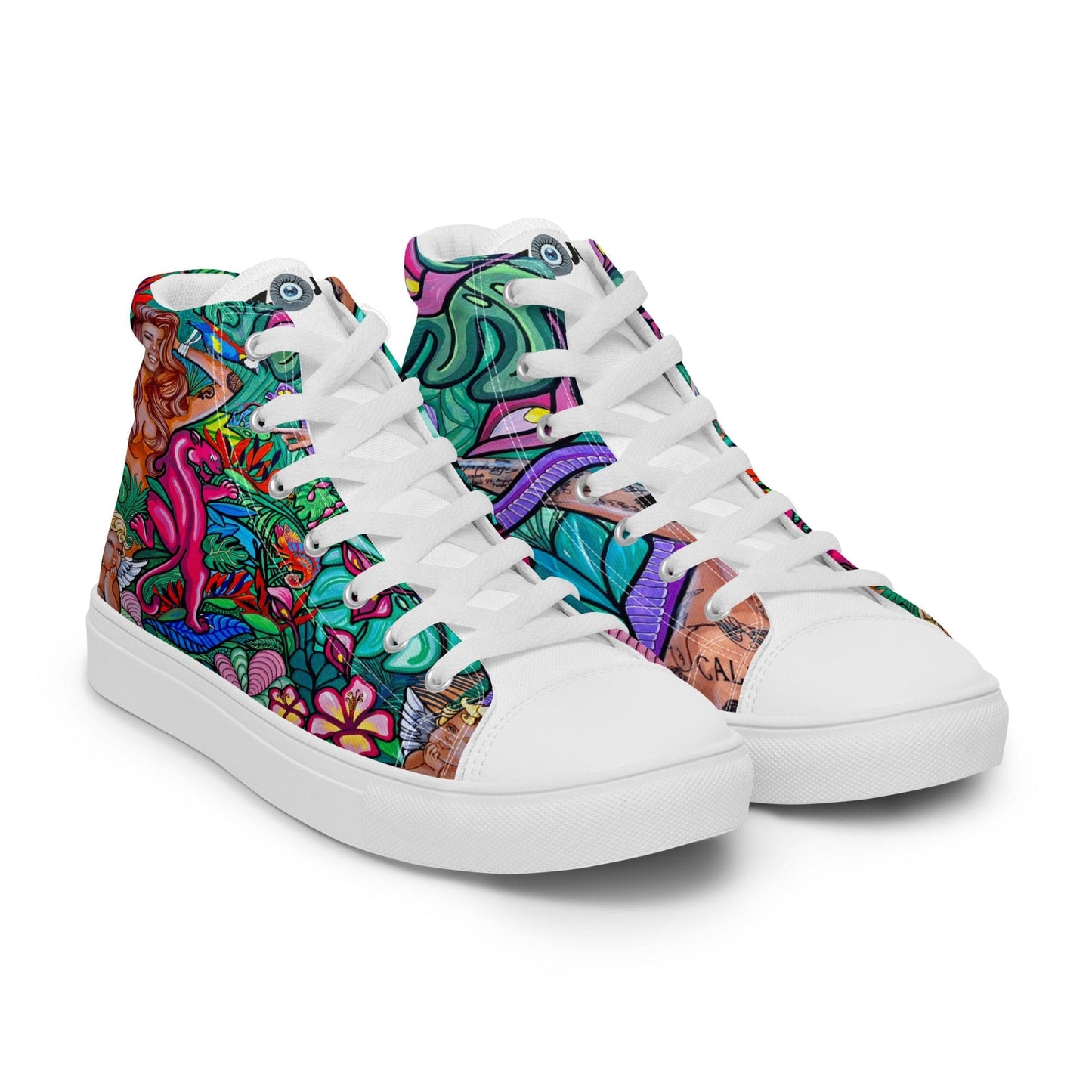 Zapatillas de lona de caña alta Q T EDEN - Ropa pintada a mano en Pezojos