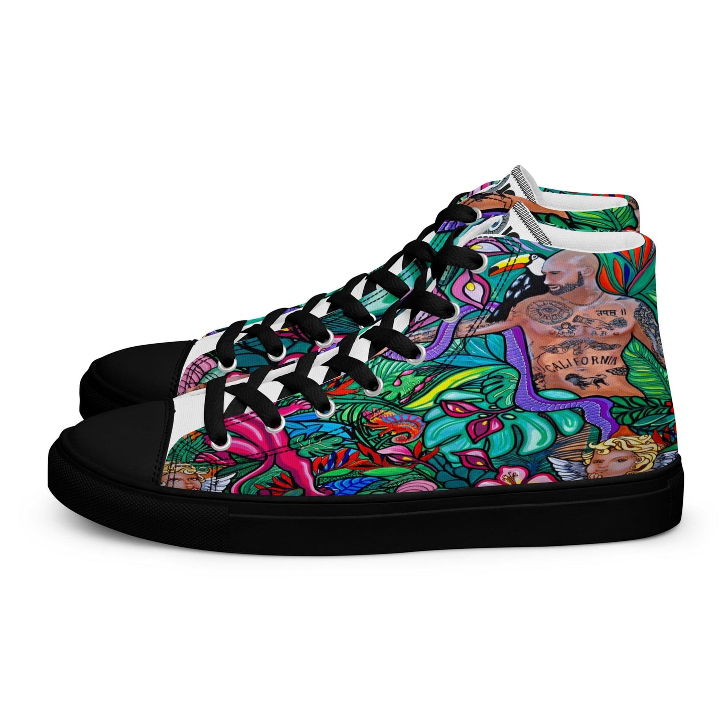 Zapatillas de lona de caña alta Q T EDEN - Ropa pintada a mano en Pezojos