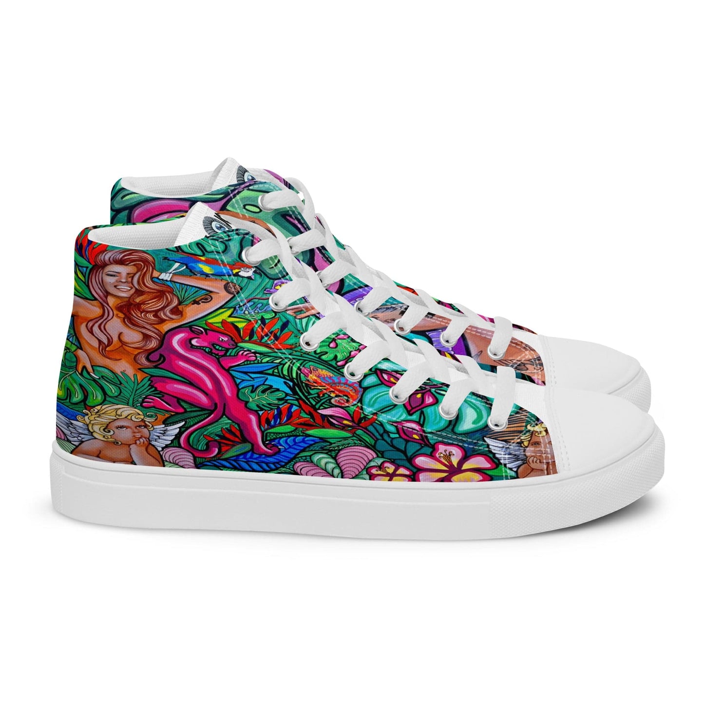 Zapatillas de lona de caña alta Q T EDEN - Ropa pintada a mano en Pezojos