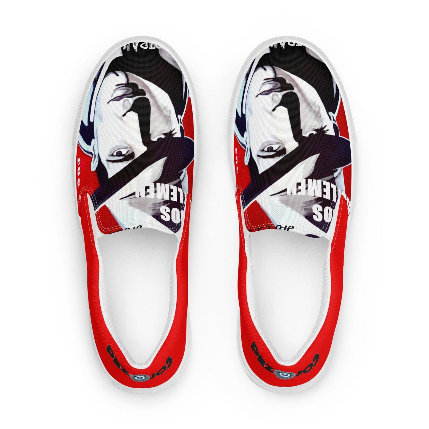 Zapatillas de lona sin cordones Pop Bogart - Ropa pintada a mano en Pezojos
