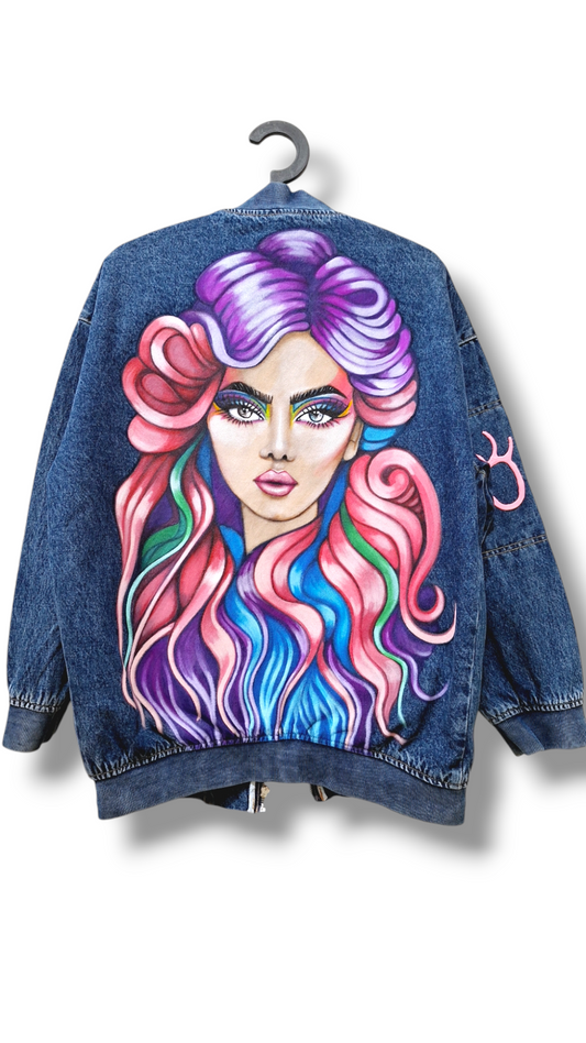 Chaqueta Bomber denim pintada Dollavatar Davinia Bowie