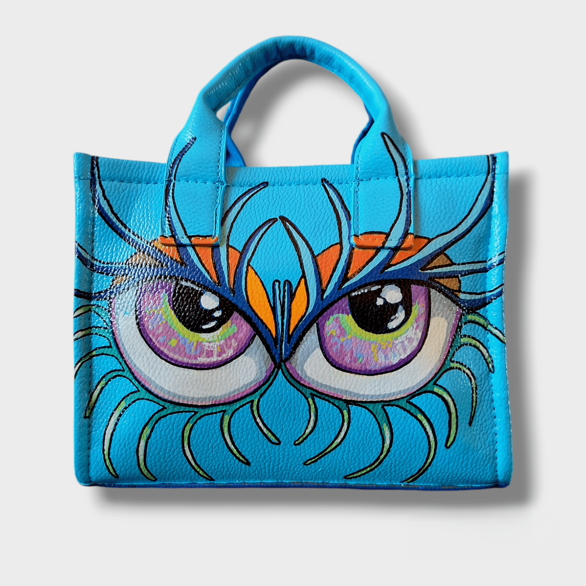 Bolso azul pintado Pezojos "Fun bag" - Ropa pintada a mano en Pezojos