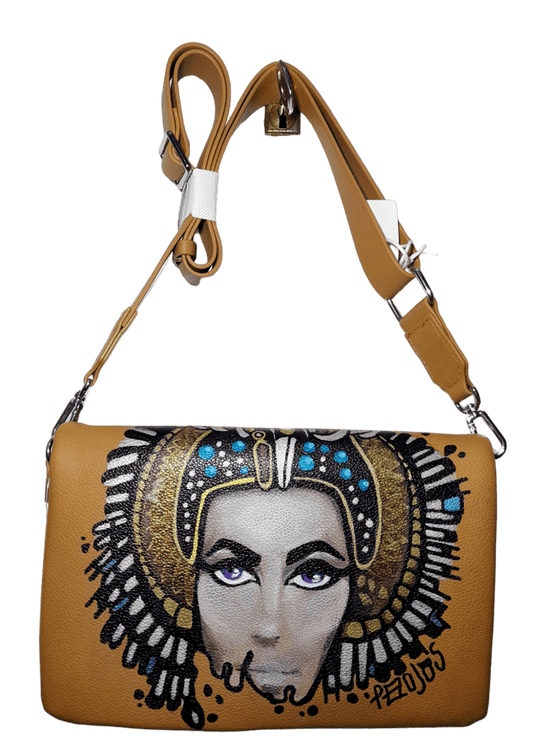 Bolso de hombro pintado a mano Cleopatra - Ropa pintada a mano en Pezojos