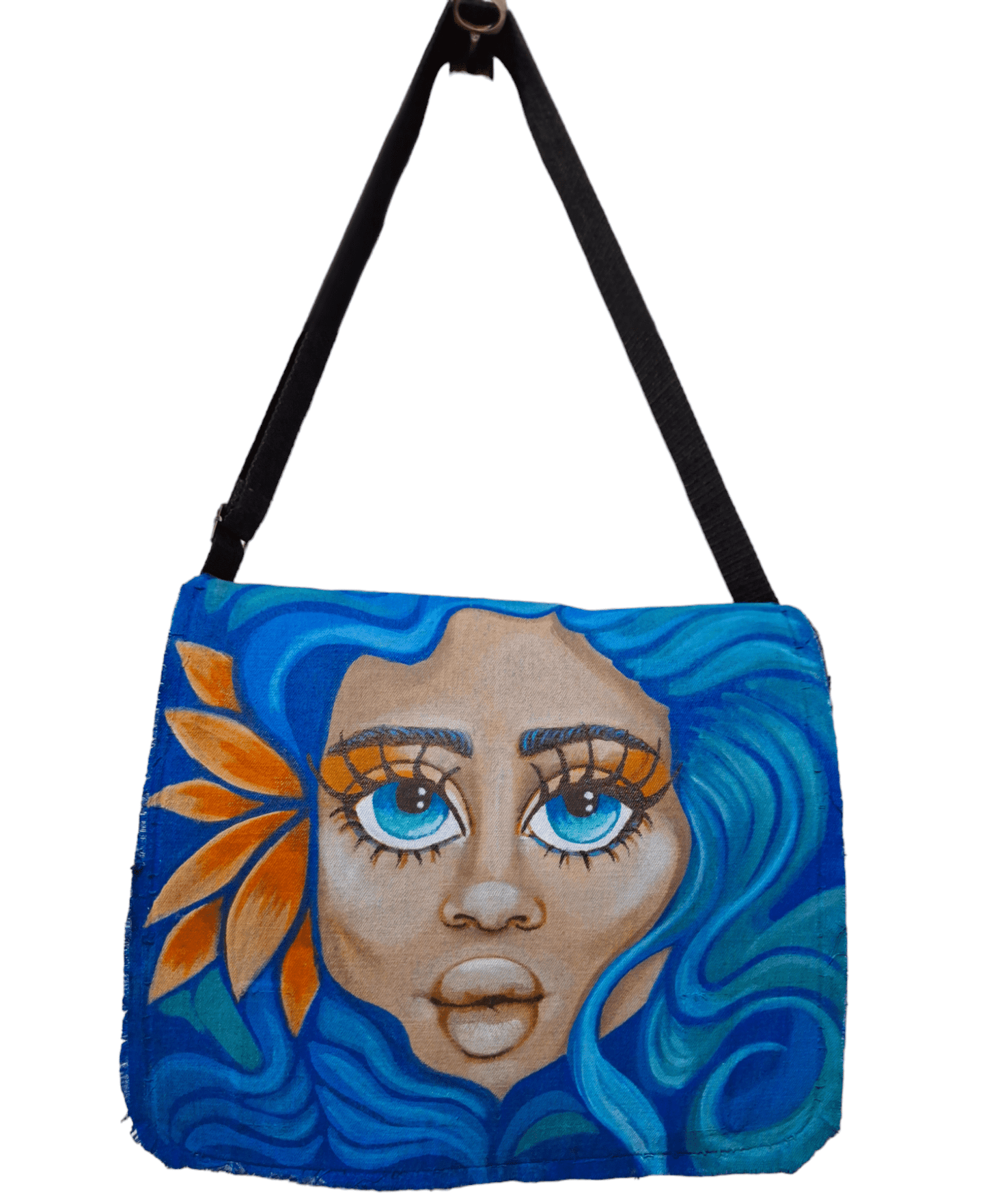 Bolso denim pintado a mano Caribe Dollavatar - Ropa pintada a mano en Pezojos