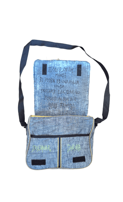 Bolso denim pintado a mano Caribe Dollavatar - Ropa pintada a mano en Pezojos