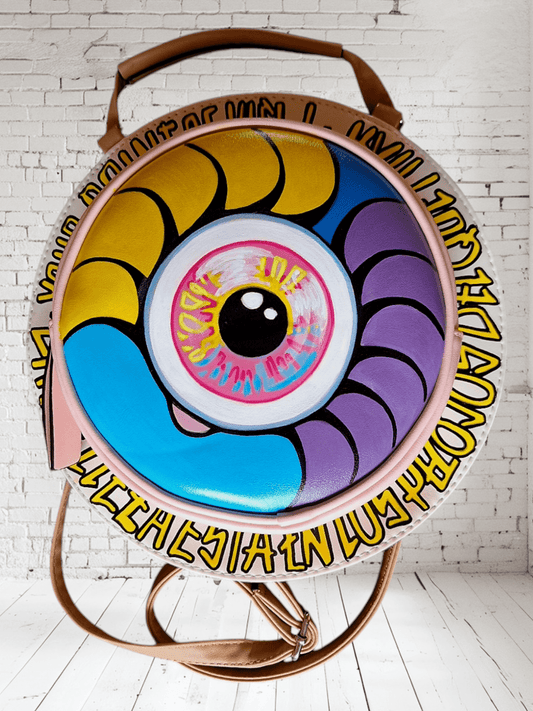 Bolso - mochila pintado a mano Pezojos Ibiza - Ropa pintada a mano en Pezojos