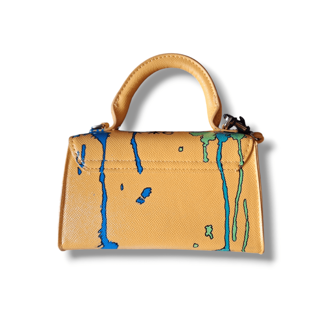 Bolso pintado estilo Birkin amarillo urban graffiti - Ropa pintada a mano en Pezojos