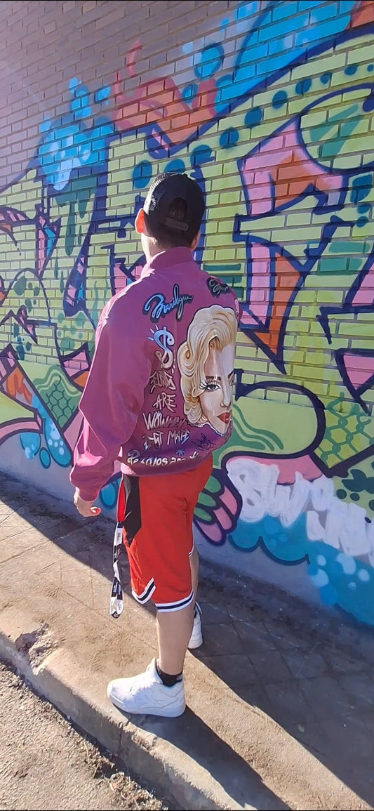 Chaqueta Bomber de Neopreno Holográfico Marilyn Monroe - Pintada a Mano - Ropa pintada a mano en Pezojos