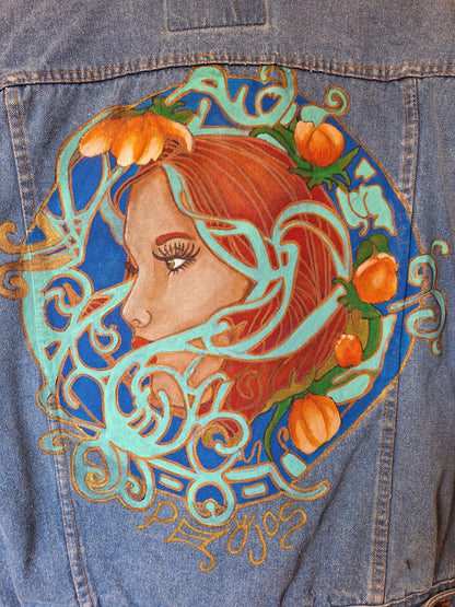 Chaqueta denim pintada a mano Ginger Garden - Ropa pintada a mano en Pezojos