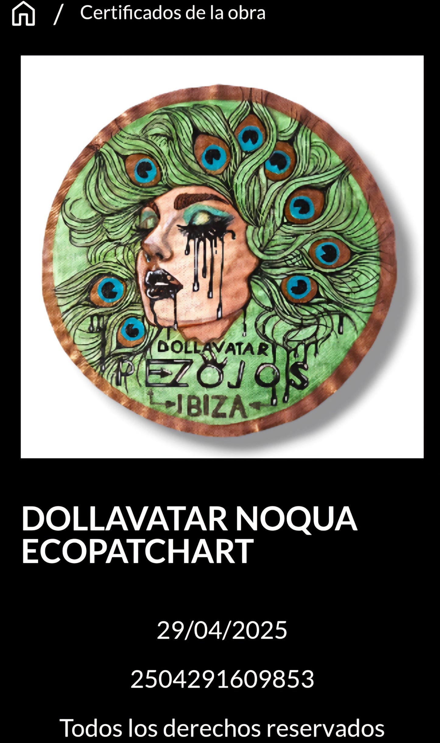 Dollavatar NOQUA Ecopatch Art Pieza Única Parche Arte Textil Pintado a Mano