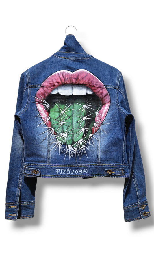 Chaqueta denim pintada Boca cactus