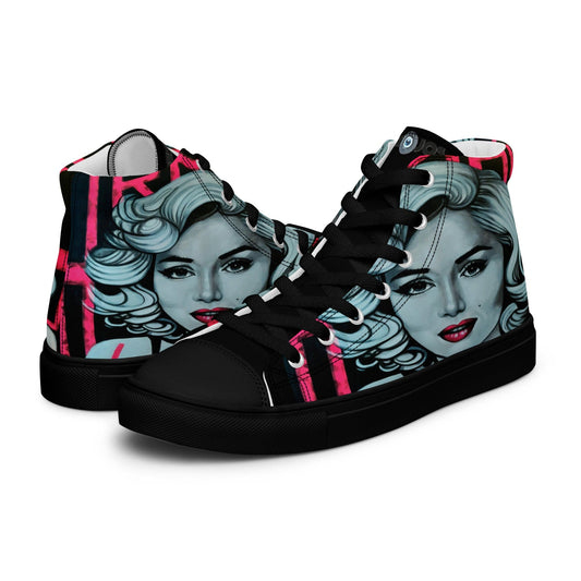 Zapatillas de lona de caña alta Armas de mujer Marilyn Monroe - Ropa pintada a mano en Pezojos